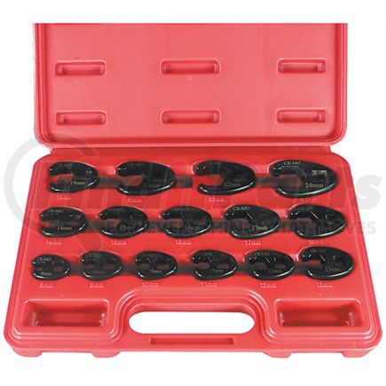 Astro Pneumatic 7115 Wrench Set 15-Piece Metric Flare Crowfoot Wrench Set, 8mm-24mm, 3/8-Inch and 1/2-Inch Drive