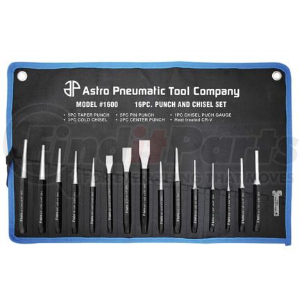 Astro Pneumatic 1600 Air Tool Punch and Chisel Set 16 Pc. Punch and Chisel Set