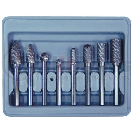 Astro Pneumatic 2181 Power Burr Set 8 Piece Double Cut Carbide Rotarty Burr Set with 1/4" Shank