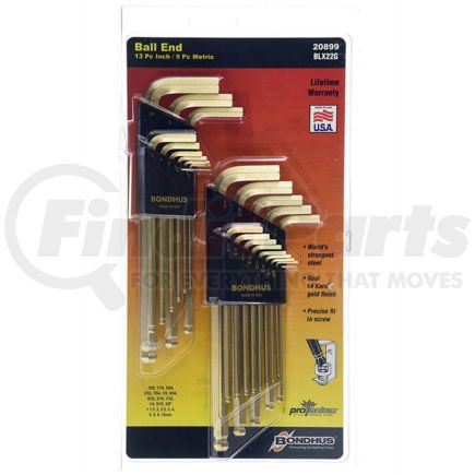 Bondhus Corp. 20899 Hex Key Set Bondhus 20899 Inch/Metric GoldGuard Plated Balldriver L-wrench Double Pack 38099 & 37937