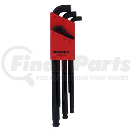 Bondhus Corp. 16799 Hex Key Set Hex Ball End Wrench Set, 9 Piece, 1.5mm to 10mm, Stubby, L Shape, BriteGuard, in