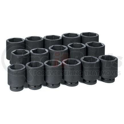 Grey Pneumatic 9016D Socket Set 16 Pc. 1" Drive Deep Fractional Set