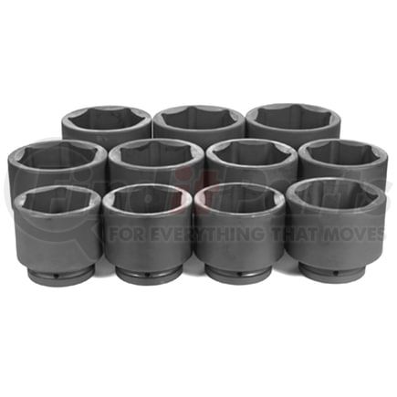 Grey Pneumatic 9011 Socket Set 11-Piece, 1" Drive, 6-Point, SAE, Standard Length, Impact Socket Set, with Metal Case