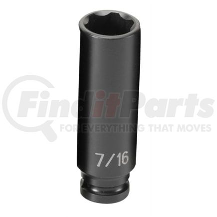 Grey Pneumatic 914DS Socket 1/4" Drive x 7/16" Hex Size, 1.97" Deep Length, Impact Socket, Type II Shape