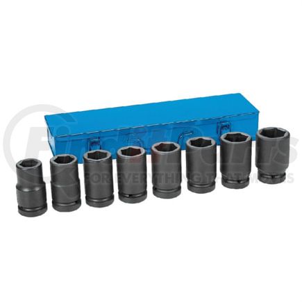 Grey Pneumatic 9109D Socket Set 8-Piece, 1" Drive, 27mm to 41mm Deep Length, Impact Socket, with Case