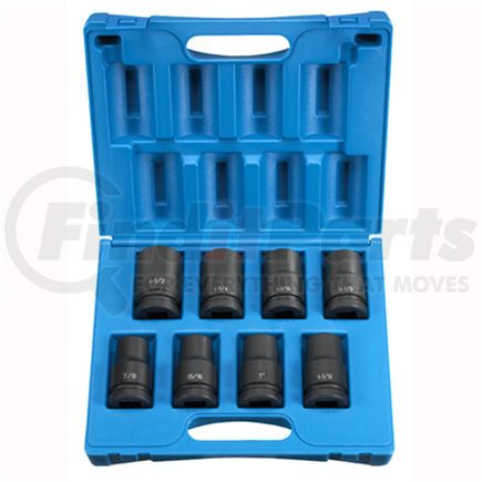 Grey Pneumatic 9108D Socket Set 8-Piece, 1" Drive, 7/8" to 1-1/2" Deep Length, Impact Socket, with Metal Case