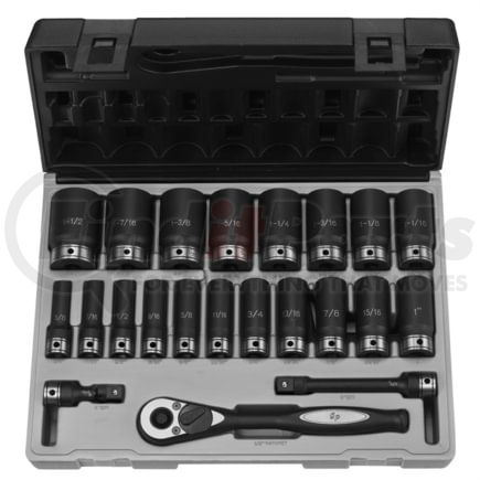 Grey Pneumatic 82622D Socket Set 22-Piece, 1/2" Drive, 6-Point, SAE, Deep Length, Duo-Socket, with Case