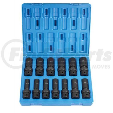 Grey Pneumatic 1313UMD Socket Set 13-Piece, 1/2" Drive, 12mm to 24mm Size, Deep Length, Universal Impact Socket Set