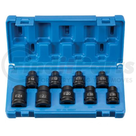 Grey Pneumatic 1319ET Socket Set External Star Impact Socket Set - 1/2 in. Drive, 9-Piece E10-E24, Alloy Steel