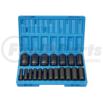 Grey Pneumatic 1719D Socket Set 19-Piece, 1/2" Drive 12-Point, 3/8" to 1-1/2" Deep Length, Impact Socket Set, with Case