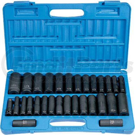Grey Pneumatic 1512DM 30-Piece 1/2 in. Drive SAE/Metric Deep Socket Set