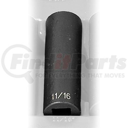 Grey Pneumatic 2122D Socket 1/2" Drive x 11/16" 12-Point Size, 3.27mm Deep Length, Impact Socket, Type II Shape