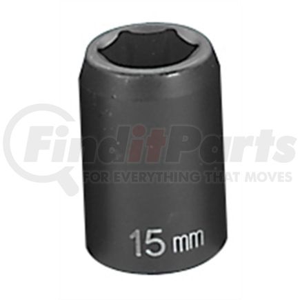 Grey Pneumatic 2015M Socket 1/2" Drive x 15mm Hex Size, 38mm Length, Impact Socket, Type I Shape