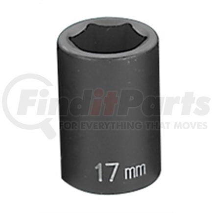Grey Pneumatic 2017M Socket 1/2" Drive x 17mm Hex Size, 38mm Length, Impact Socket, Type II Shape