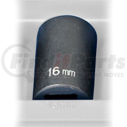 Grey Pneumatic 2116M Socket 1/2" Drive x 16mm 12-Point Size, 38mm Length, Impact Socket, Type II Shape