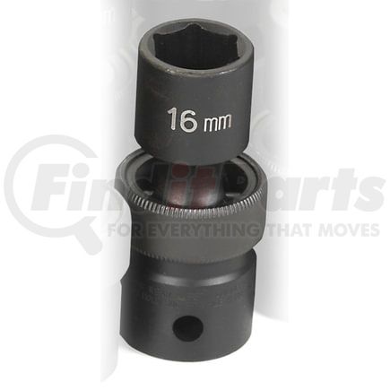 Grey Pneumatic 2016UM Socket 1/2" Drive x 16mm Hex Size, 65mm Length, Universal Impact Socket