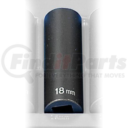 Grey Pneumatic 2118MD Socket 1/2" Drive x 18mm 12-Point, 83mm Deep Length, Impact Socket, Type II Shape