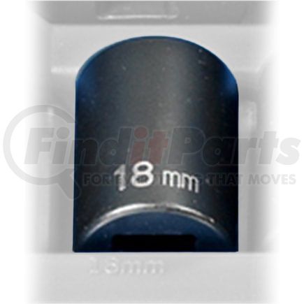 Grey Pneumatic 2118M Socket 1/2" Drive x 18mm 12-Point Size, 38mm Length, Impact Socket, Type II Shape
