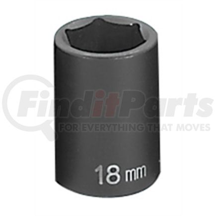 Grey Pneumatic 2018M Socket 1/2" Drive x 18mm Hex Size, 38mm Length, Impact Socket, Type II Shape