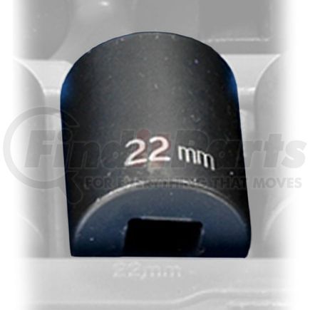 Grey Pneumatic 2122M Socket 1/2" Drive x 22mm 12-Point Size, 38mm Length, Impact Socket, Type II Shape