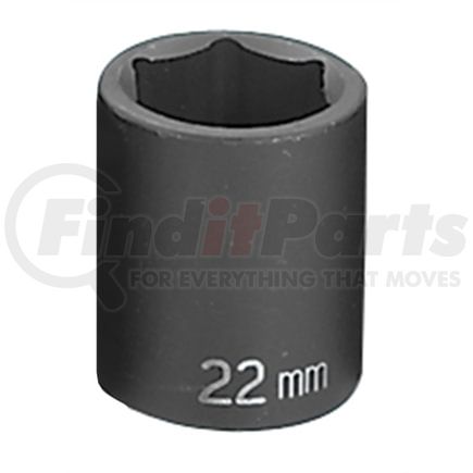 Grey Pneumatic 2022M Socket 1/2" Drive x 22mm Hex Size, 38mm Length, Impact Socket, Type II Shape