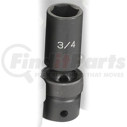 Grey Pneumatic 2024UD Socket 1/2" Drive x 3/4" Hex Size, 3.54" Deep Length, Universal Impact Socket