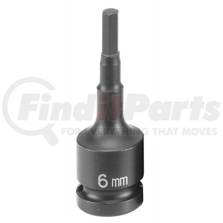 Grey Pneumatic 2906M Socket Driver Bit 1/2" Drive x 6mm Hex Size, 75mm Length, Impact Socket Driver Bit