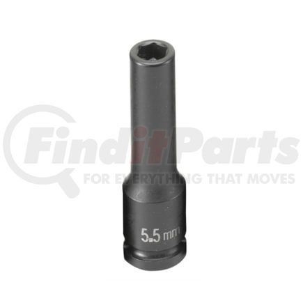 Grey Pneumatic 955MDG Socket 1/4" Drive x 5.5mm Hex Size, 50mm Deep Length, Magnetic Impact Socket, Type I Shape