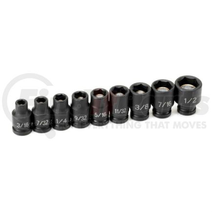 Grey Pneumatic 9709G Socket Set 1/4" Drive 9 pc. Magnetic Impact Socket Set