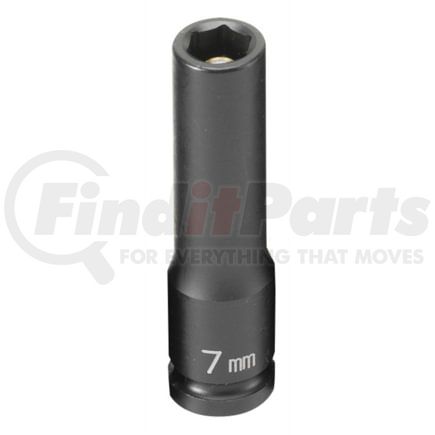 Grey Pneumatic 907MDG Socket 1/4" Drive x 7mm Hex Size, 50mm Deep Length, Magnetic Impact Socket