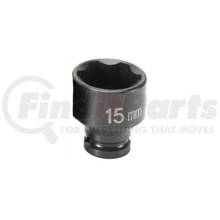 Grey Pneumatic 915MS Socket 1/4" Drive x 15mm Hex Size, 23mm Length, Impact Socket, Type II Shape