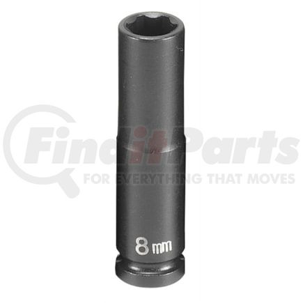 Grey Pneumatic 908MDS Socket 1/4" Drive x 8mm Hex Size, 50mm Deep Length, Impact Socket, Type I Shape