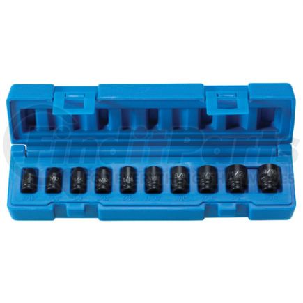 Grey Pneumatic 9710 Socket Set 10-Piece, 1/4" Drive Standard Length, 3/16" to 9/16" SAE Impact Socket Set