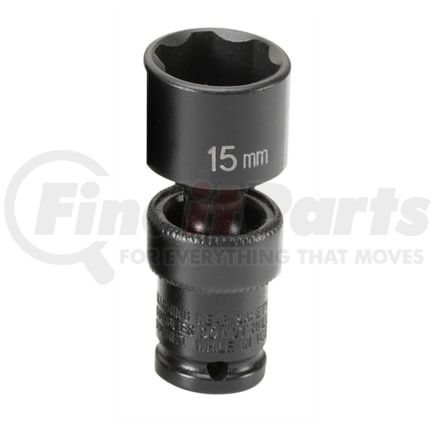 Grey Pneumatic 915UMS Socket 1/4" Drive x 15mm Hex Size, 48mm Length, Universal Impact Socket