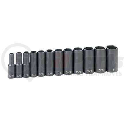 Grey Pneumatic 1213D Socket Set 3/8" Dr, 6Pt, SAE Deep Impact Set, 12Pc