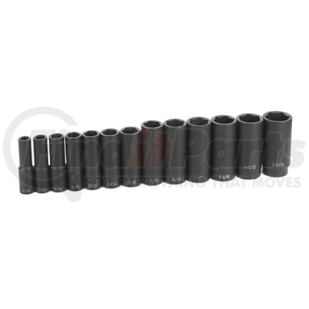 Grey Pneumatic 1312D Socket Set 13-Piece, 1/2" Drive, 7/16" to 1-1/4" Deep Length, Impact Socket Set, with Case