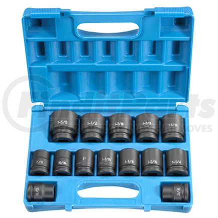 Grey Pneumatic 8038 Socket Set 14-Piece, 3/4" Drive, 6-Point, SAE, Standard Length, Impact Socket Set, with Case