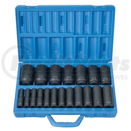 Grey Pneumatic 1319D Socket Set 19 Pc. 1/2" Drive 6 Point SAE Deep Master Socket Set