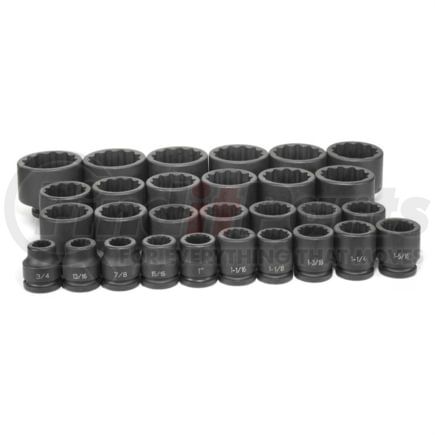 Grey Pneumatic 8129 Socket Set 3/4" to 2-1/2" Drive Socket Set - Standard Length, 12-Point Sizes