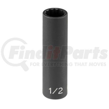 Grey Pneumatic 1116D Socket 3/8" Drive x 1/2" 12-Point Size, 2.56mm Deep Length, Impact Socket, Type II Shape