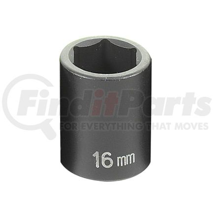 Grey Pneumatic 1016M Socket 3/8" Drive x 16mm Hex Size, 30mm Standard Length, Impact Socket, Type II Shape
