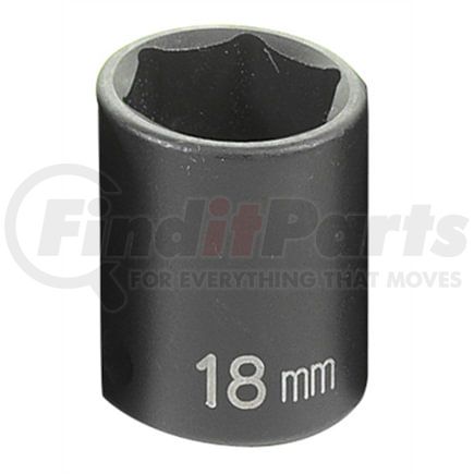Grey Pneumatic 1018M Socket 3/8" Drive x 18mm Hex Size, 30mm Standard Length, Impact Socket, Type II Shape