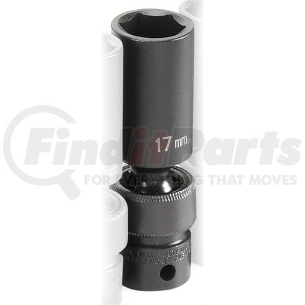 Grey Pneumatic 1017UMD Socket 3/8" Drive x 17mm Hex Size, 80mm Deep Length, Universal Impact Socket