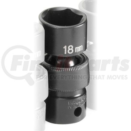 Grey Pneumatic 1018UM Socket 3/8" Drive x 18mm Hex Size, 53mm Length, Universal Impact Socket
