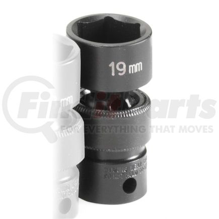 Grey Pneumatic 1019UM Socket 3/8" Drive x 19mm Hex Size, 53mm Length, Universal Impact Socket