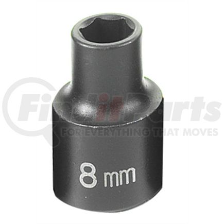 Grey Pneumatic 1008M Socket 3/8" Drive x 8mm Hex Size, 30mm Standard Length, Impact Socket, Type I Shape