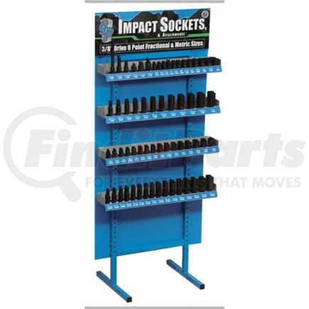 Grey Pneumatic D162 Display Rack 124-Piece 3/8" Drive 6-Point SAE & Metric Impact Sockets & Attachments Display Rack