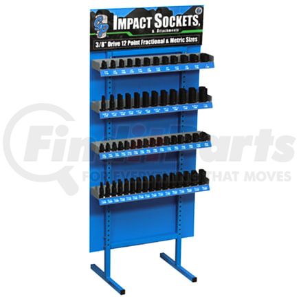 Grey Pneumatic D156-12 Display Rack 112-Piece, 3/8" Drive, 12-Point, SAE & Metric Impact Socket Display Rack