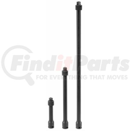 Grey Pneumatic 9703QL Socket Drive Extension 3-Piece, 1/4" Drive Locking Socket Drive Extension, with Locking Ball & Sliding