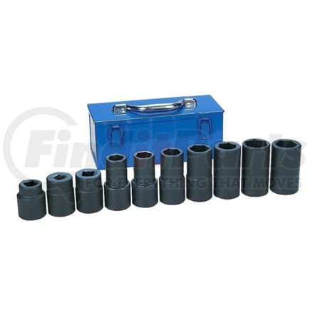 Grey Pneumatic 9263 Socket Set 10-Piece, #5 Spline Drive 1-1/16" to 21mm SAE & Metric, Truck Wheel Impact Socket Set